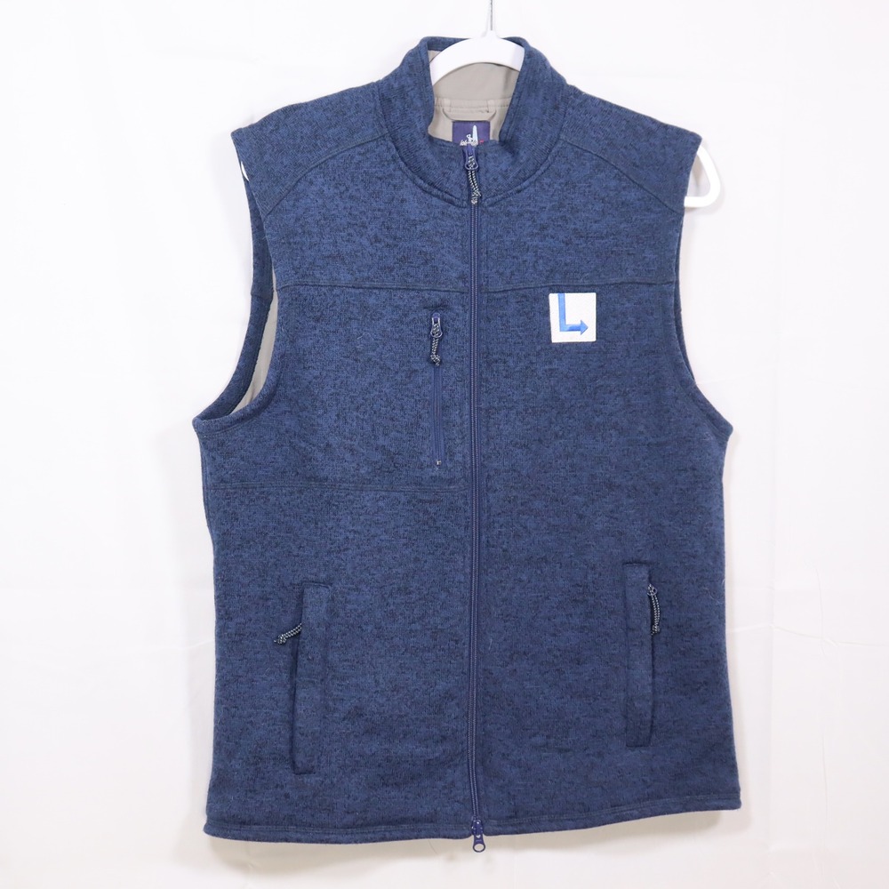 johnnie-O‎ Wes Fleece Vest Medium Blue Mens Full Zip Heathered Outerwear